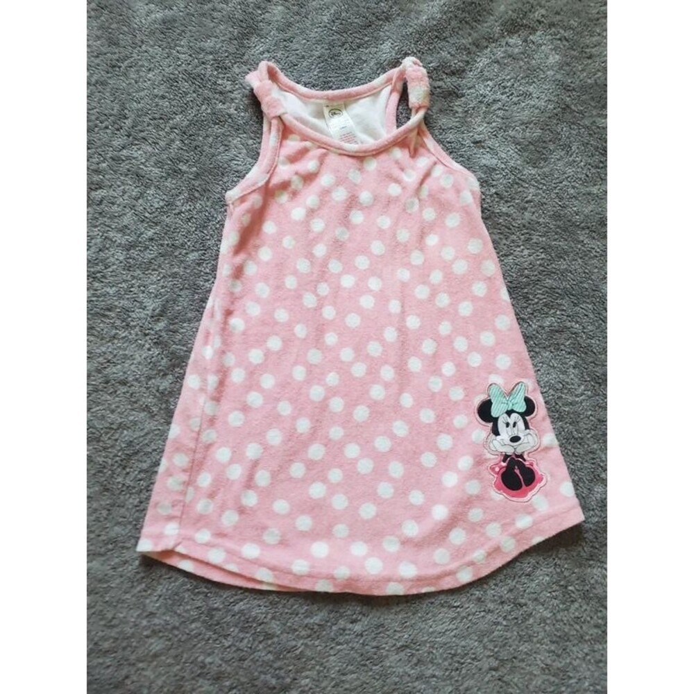 Disney Minnie Mouse Pink Polka Dot Terry Cloth Swim Cover Up Dress size 4T